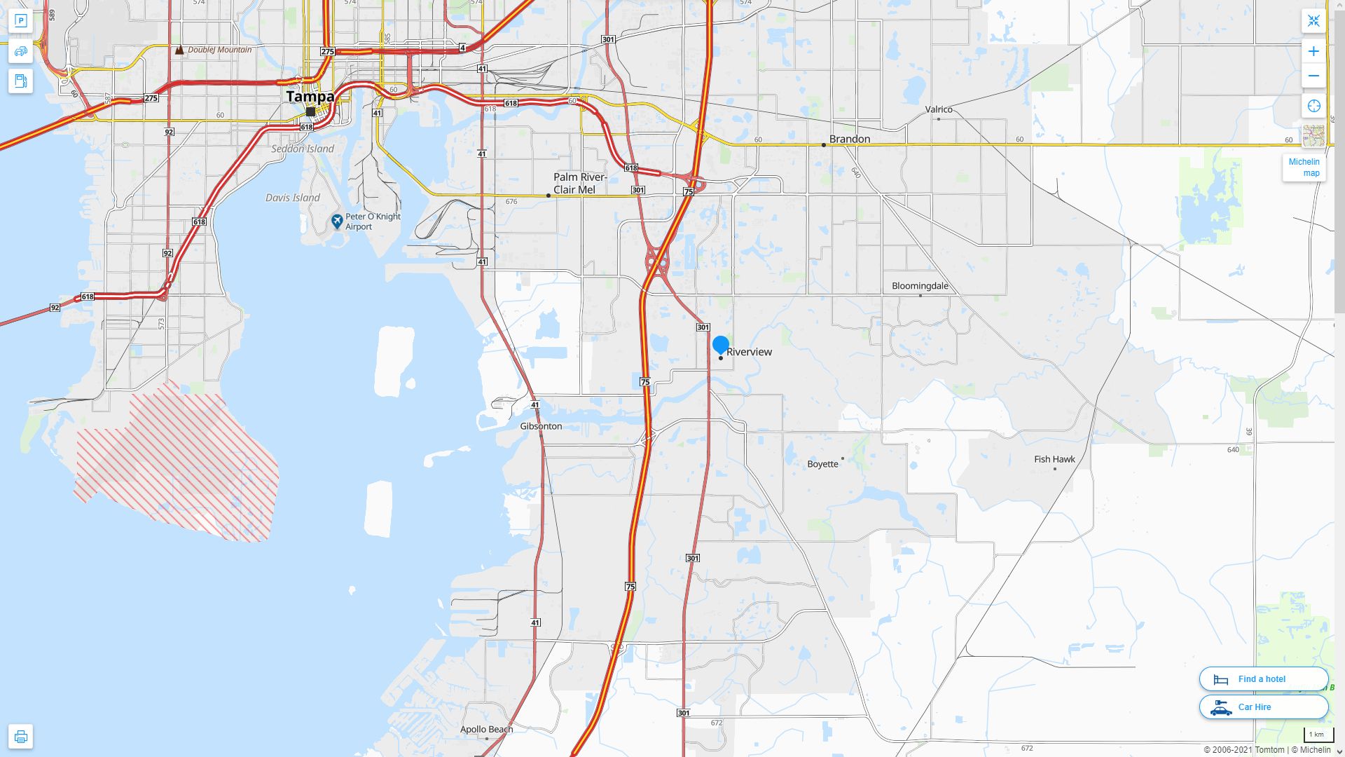 Riverview Florida Highway and Road Map